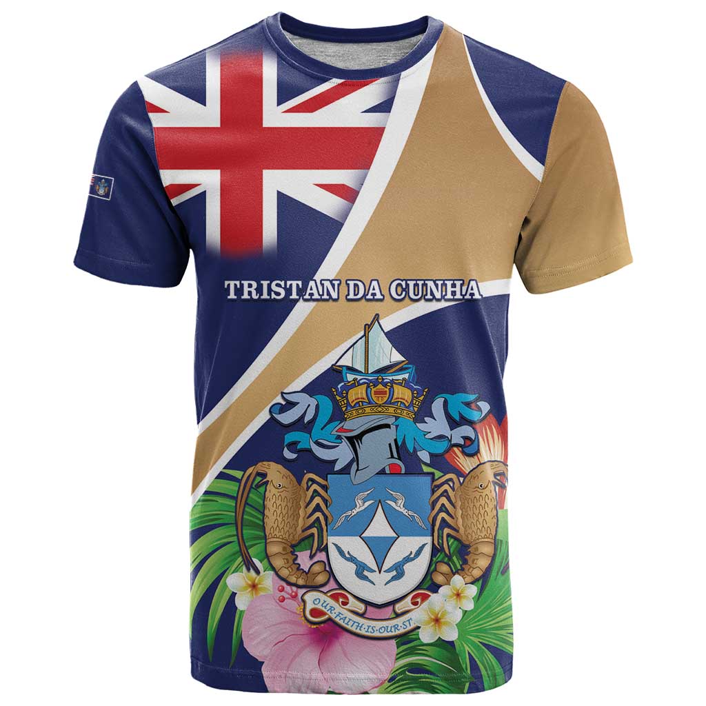 Personalized Tristan da Cunha T-Shirt Coat Of Arms - Flag Style Graphic Tee