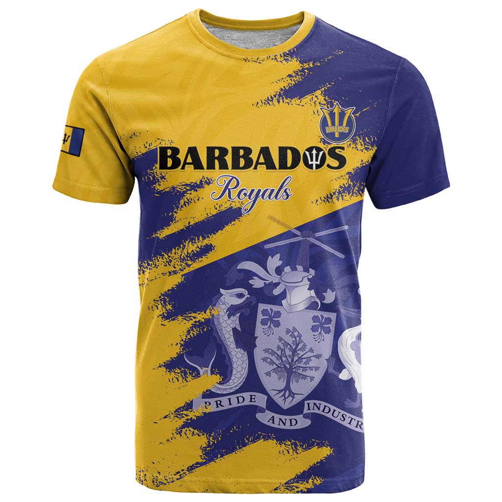 Custom Barbados Royals Cricket T-Shirt Coat Of Arms Flag Style Graphic Tee