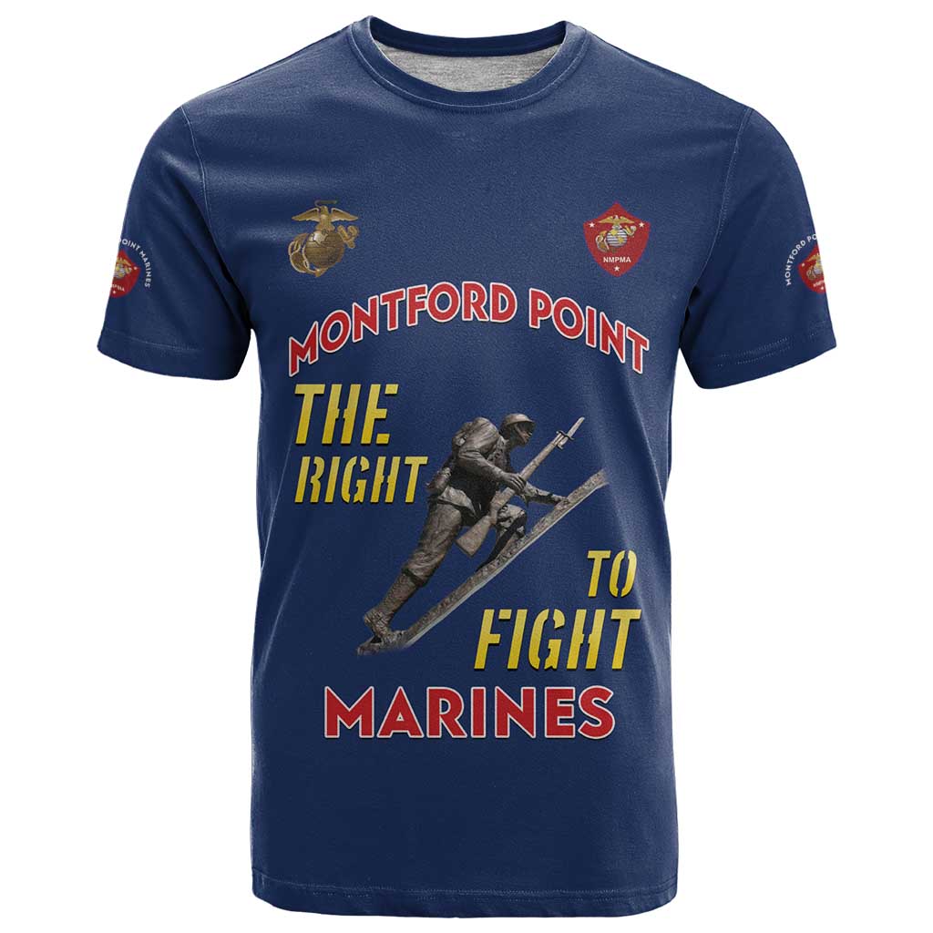 Montford Point Marines T-Shirt The Right To Fight - Blue Graphic Tee