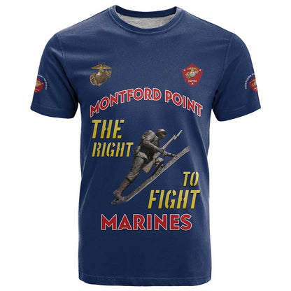 Montford Point Marines T-Shirt The Right To Fight - Blue Graphic Tee