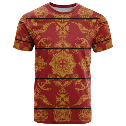 Lesotho Seanamarena Kharetsa Royal Red T-Shirt Basotho Traditional Blanket Style Graphic Tee