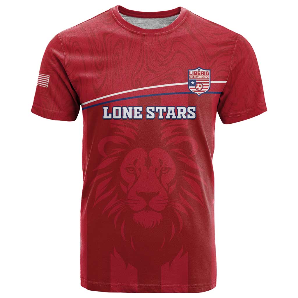 Custom Liberia Football T-Shirt Lion Mascot - Red Graphic Tee