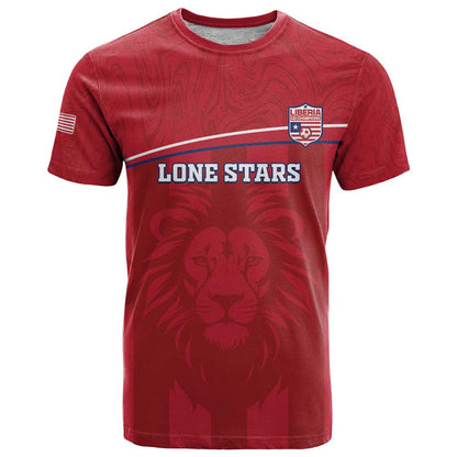 Custom Liberia Football T-Shirt Lion Mascot - Red Graphic Tee