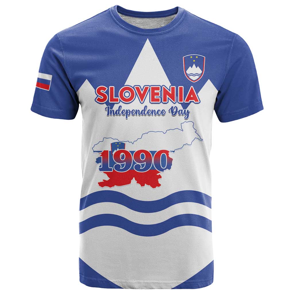Personalised Slovenia Independence Day T-Shirt Flag Map With Coat Of Arms Graphic Tee