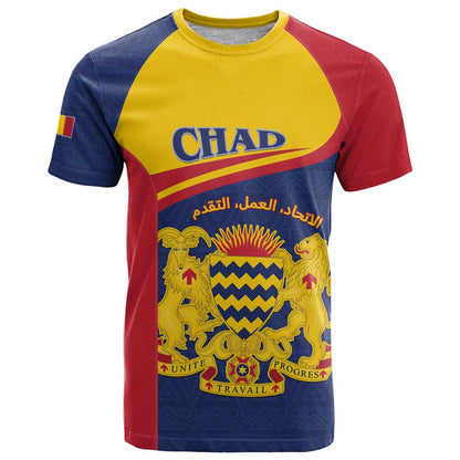 Personalised Chad T-Shirt Coat Of Arms - African Pattern Graphic Tee