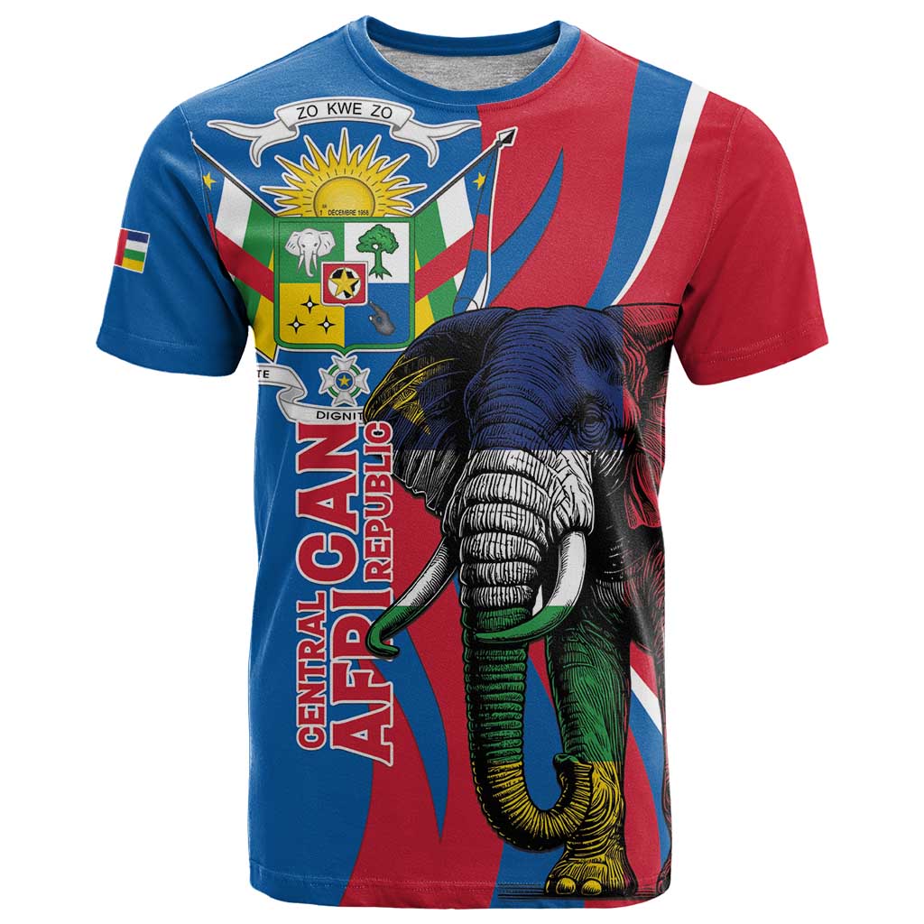 Personalised Central African Republic T-Shirt Elephant Coat Of Arms Graphic Tee