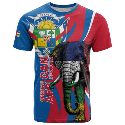 Personalised Central African Republic T-Shirt Elephant Coat Of Arms Graphic Tee