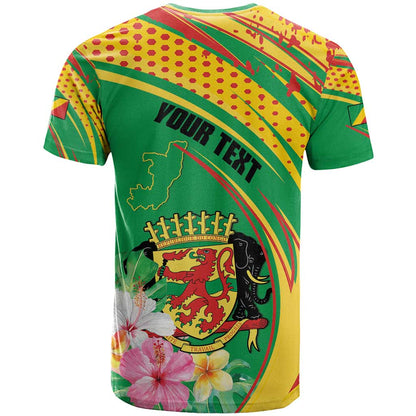 Personalized Congo Republic Day T-Shirt Coat Of Arms With Tropical Flower Graphic Tee