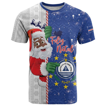 Cape Verde Christmas T-Shirt Black Santa Felix Natal Graphic Tee