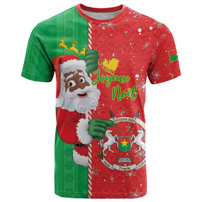 Burkina Faso Christmas T-Shirt Black Santa Joyeux Noel Graphic Tee