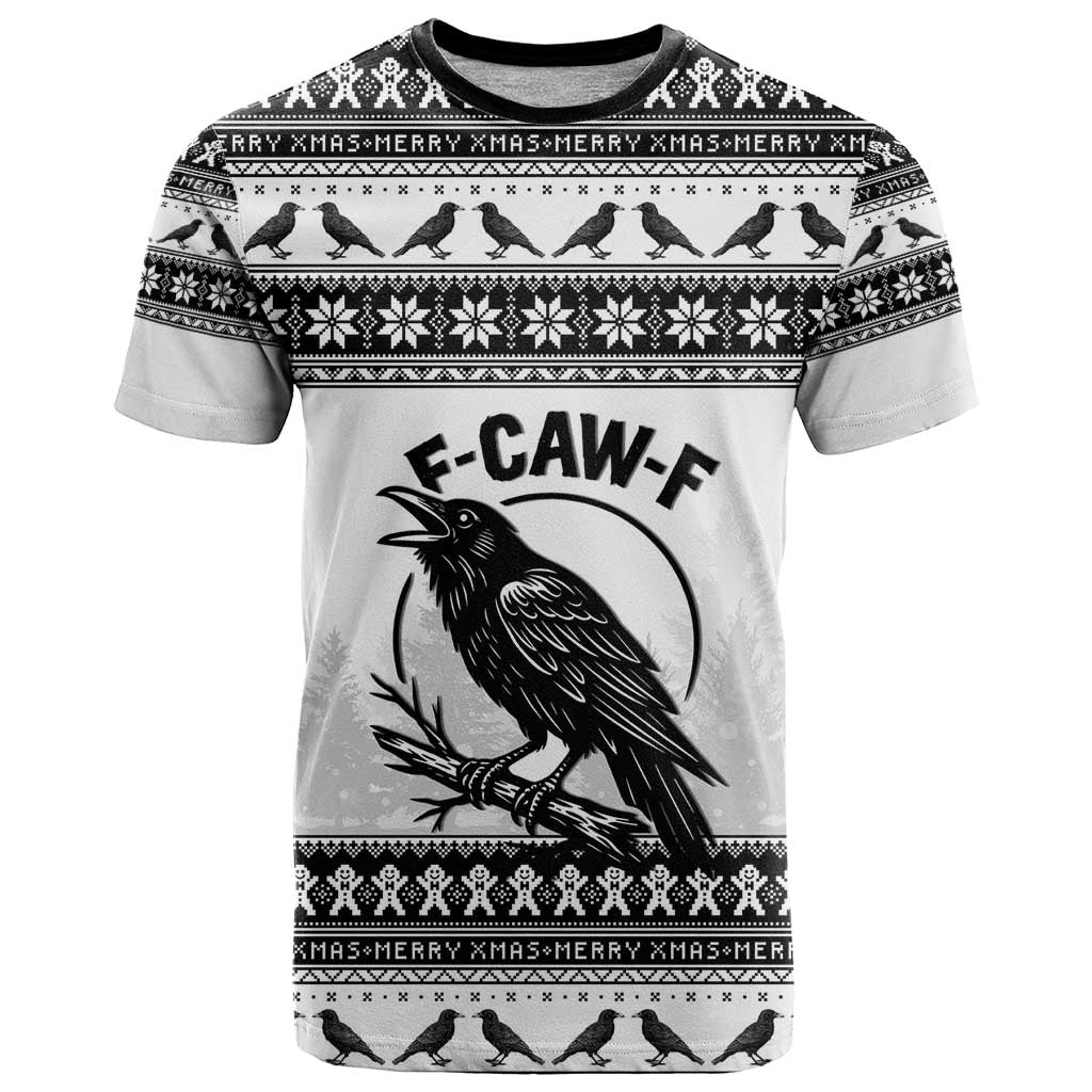 Funny Christmas F Caw F Raven T-Shirt Merry Craw Mas Graphic Tee