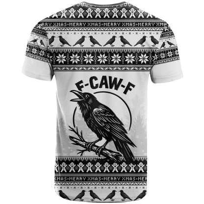 Funny Christmas F Caw F Raven T-Shirt Merry Craw Mas Graphic Tee