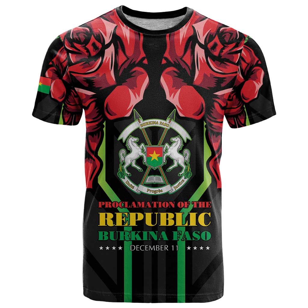 Burkina Faso Republic Day T-Shirt Coat Of Arms With Rose Graphic Tee