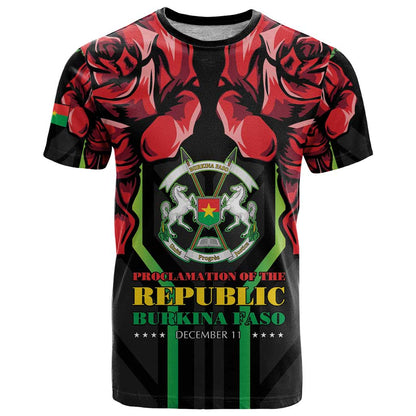 Burkina Faso Republic Day T-Shirt Coat Of Arms With Rose Graphic Tee