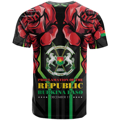 Burkina Faso Republic Day T-Shirt Coat Of Arms With Rose Graphic Tee