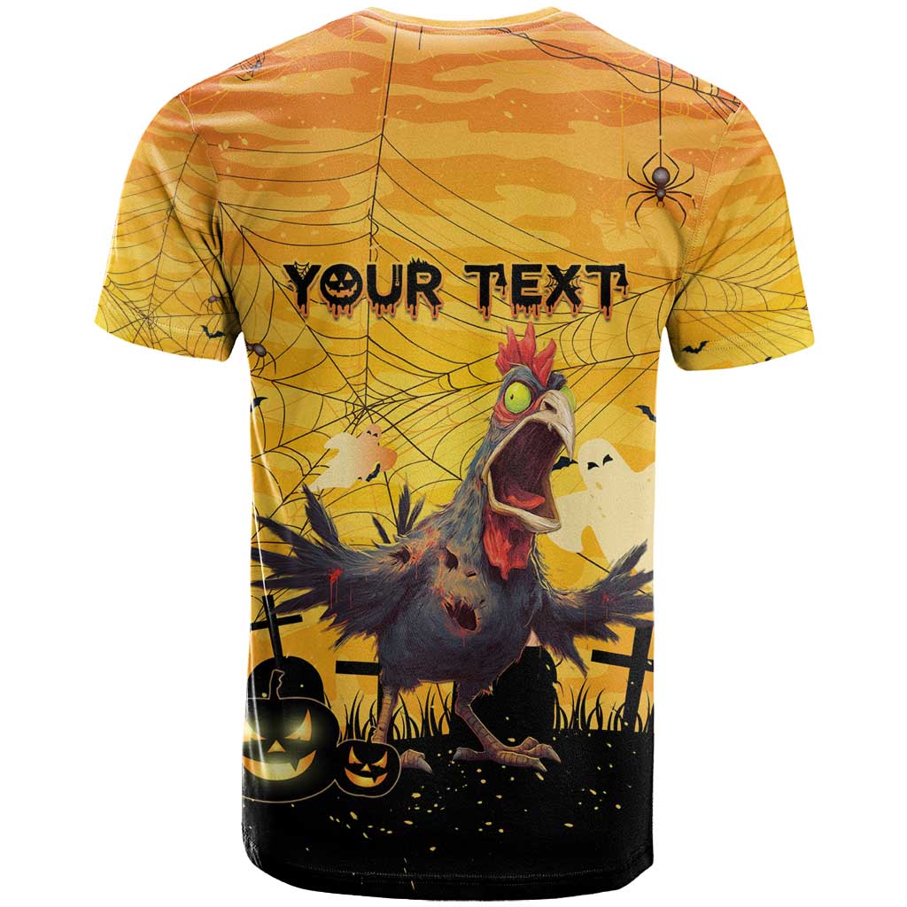 Personalized Funny Halloween Zombie Chicken T-Shirt FCaw Scary Poultry Graphic Tee