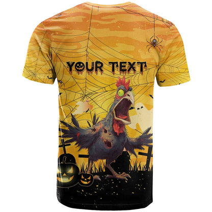 Personalized Funny Halloween Zombie Chicken T-Shirt FCaw Scary Poultry Graphic Tee