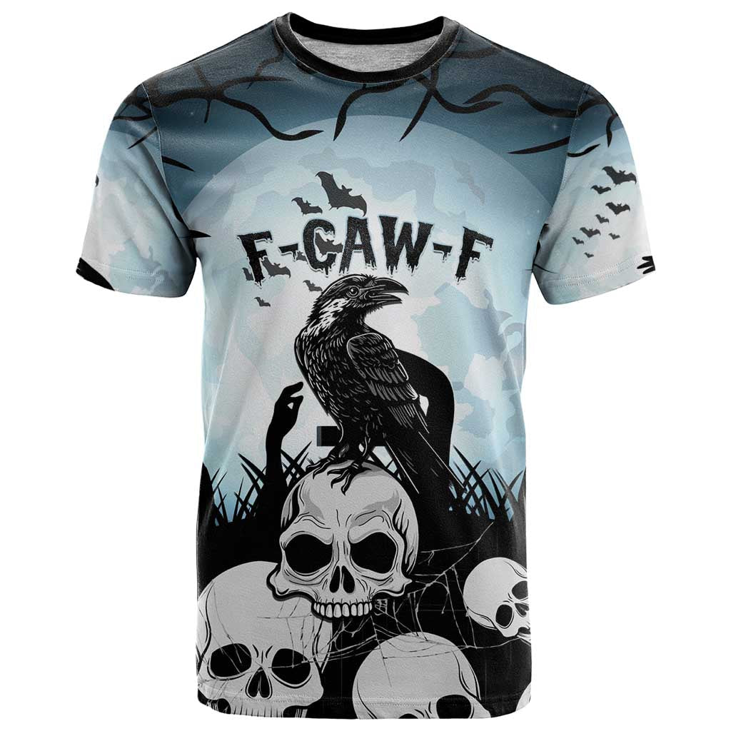 Personalized Funny Halloween FCaw Raven T-Shirt Black Bird Crow With Skulls Graphic Tee