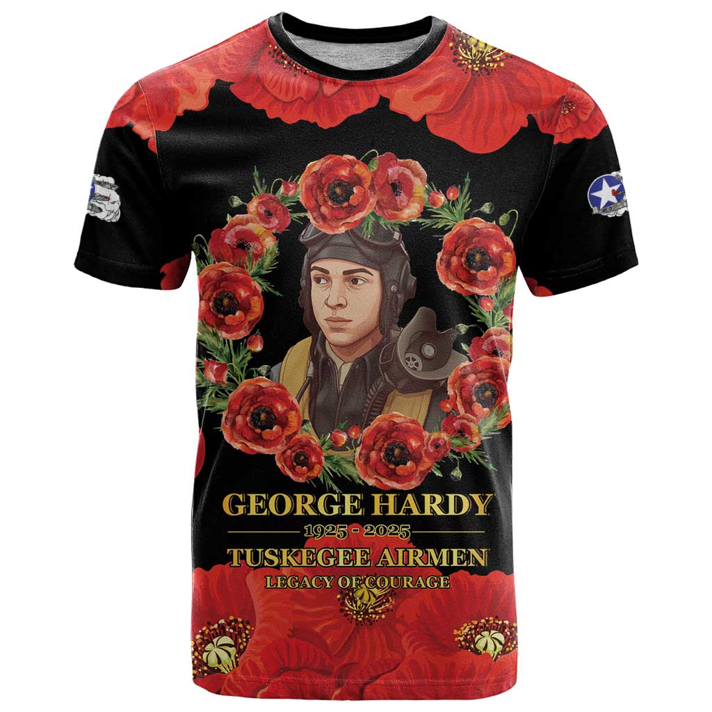 George Hardy Tuskegee Memorial T-Shirt Red Tail Pilots Legacy of Courage Graphic Tee