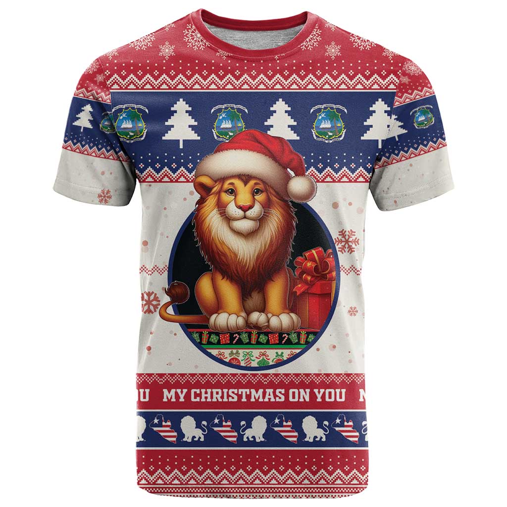 Liberia Christmas T-Shirt My Christmas On You - Lion Santa Graphic Tee