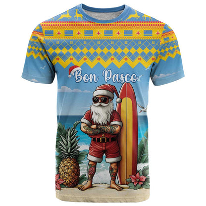 Aruba Christmas T-Shirt Surfing Santa Bon Pasco Graphic Tee
