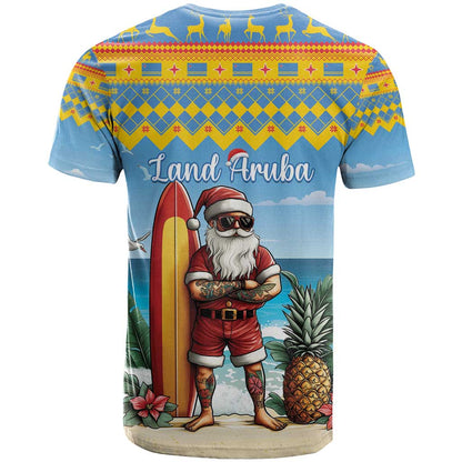 Aruba Christmas T-Shirt Surfing Santa Bon Pasco Graphic Tee