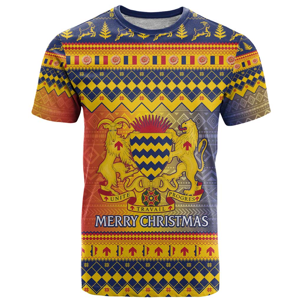 Chad Christmas T-Shirt Coat Of Arms Merry Christmas Graphic Tee