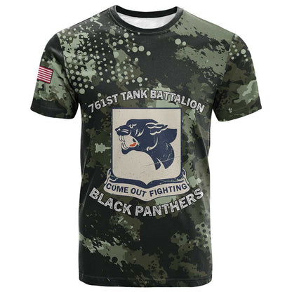 761st Tank Battalion Black Panthers T-Shirt WWII Military Camouflage Graphic Tee