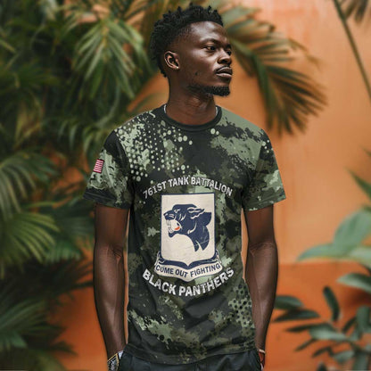 761st Tank Battalion Black Panthers T-Shirt WWII Military Camouflage Graphic Tee