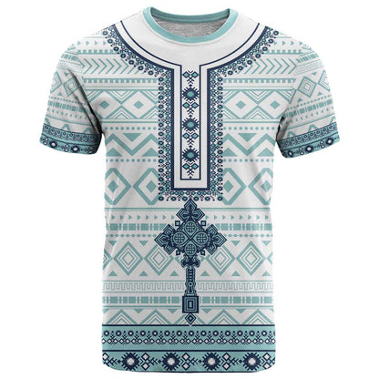 Eritrea T-Shirt Eritrean Cross Mix Tilet Pattern Graphic Tee