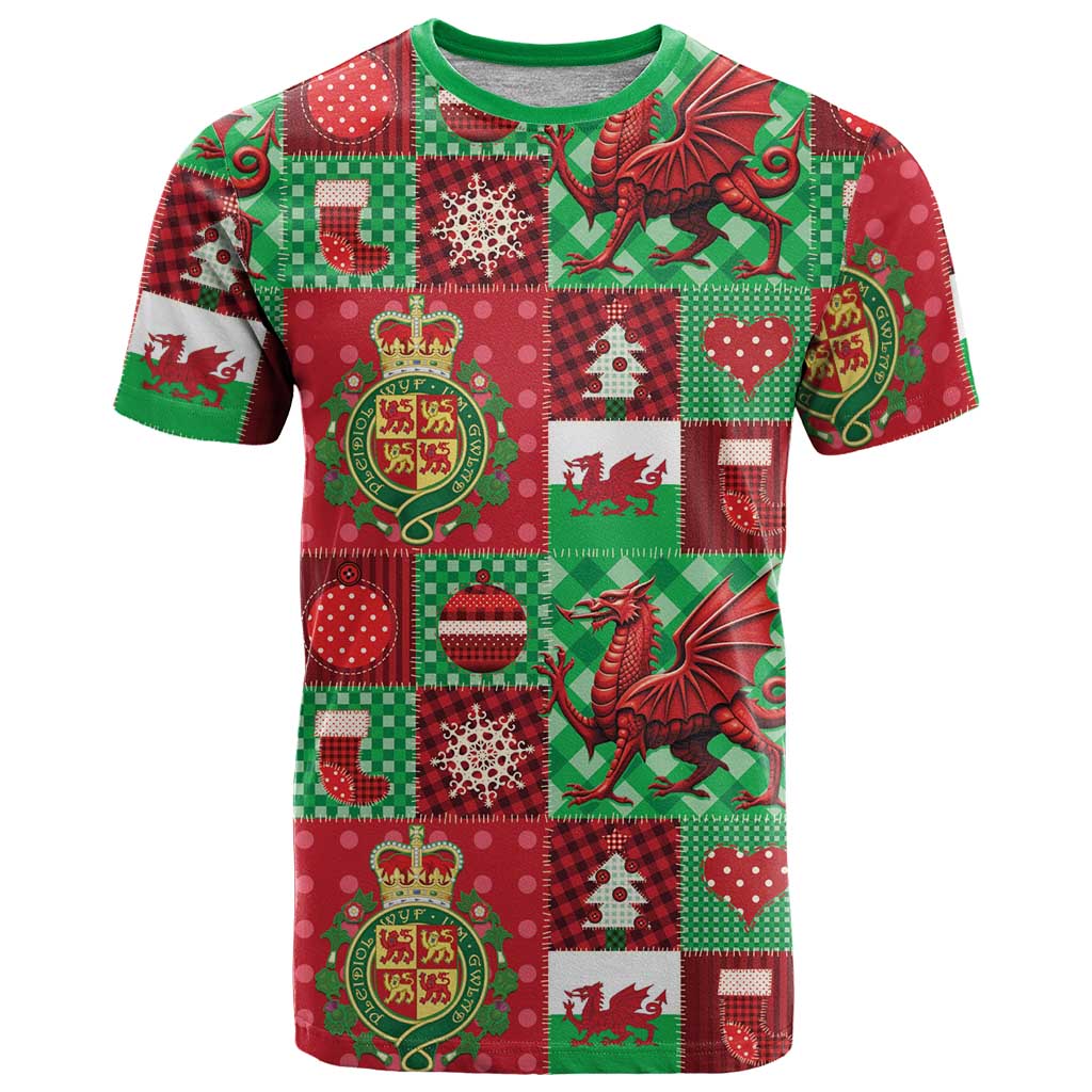 Wales Christmas Patchwork T-Shirt Graphic Tee