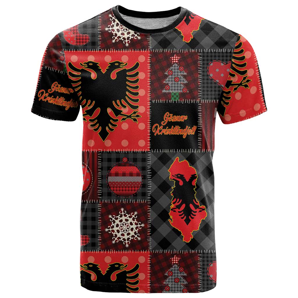 Albania Christmas Patchwork T-Shirt Graphic Tee