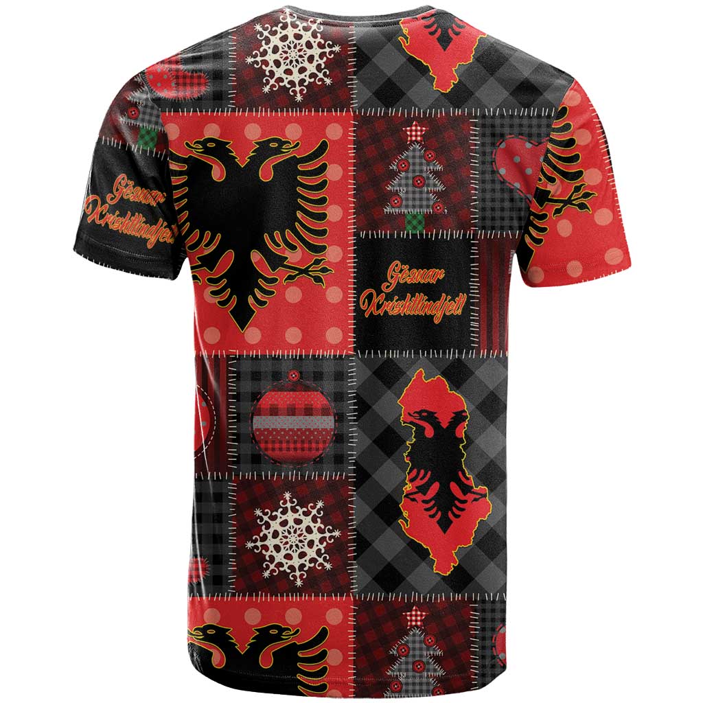 Albania Christmas Patchwork T-Shirt Graphic Tee