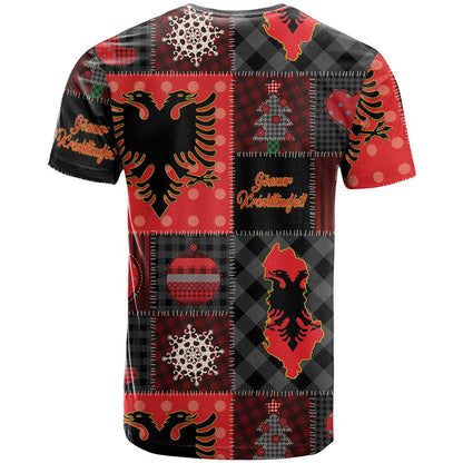 Albania Christmas Patchwork T-Shirt Graphic Tee