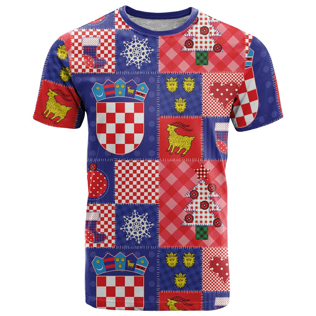 Croatia Christmas Patchwork T-Shirt Graphic Tee