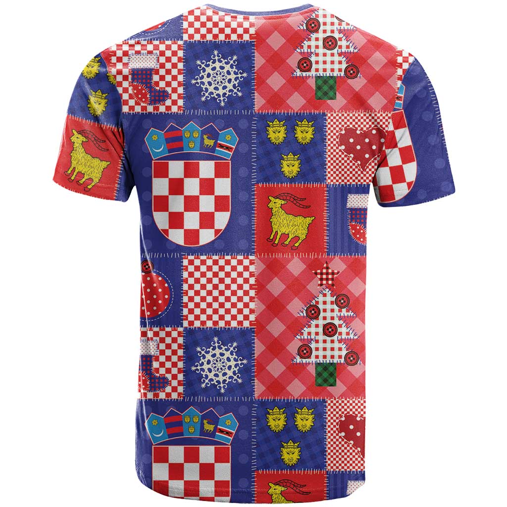 Croatia Christmas Patchwork T-Shirt Graphic Tee