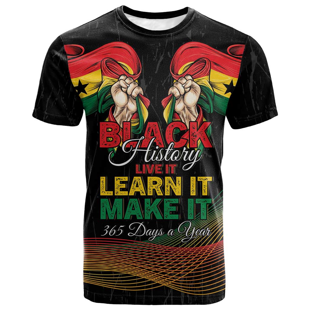 Personalized Ghana Black History Month T-Shirt Live It Learn It Make It Graphic Tee