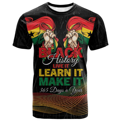 Personalized Ghana Black History Month T-Shirt Live It Learn It Make It Graphic Tee