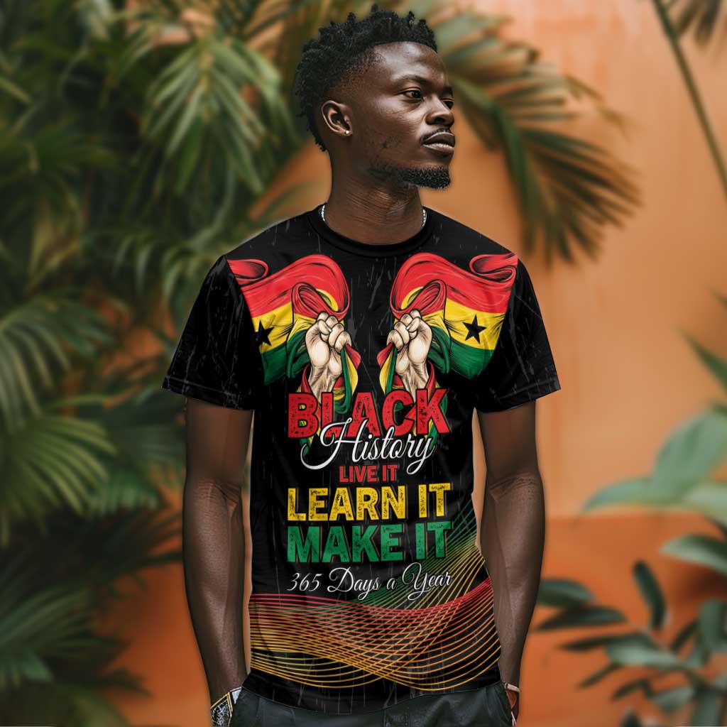 Personalized Ghana Black History Month T-Shirt Live It Learn It Make It Graphic Tee