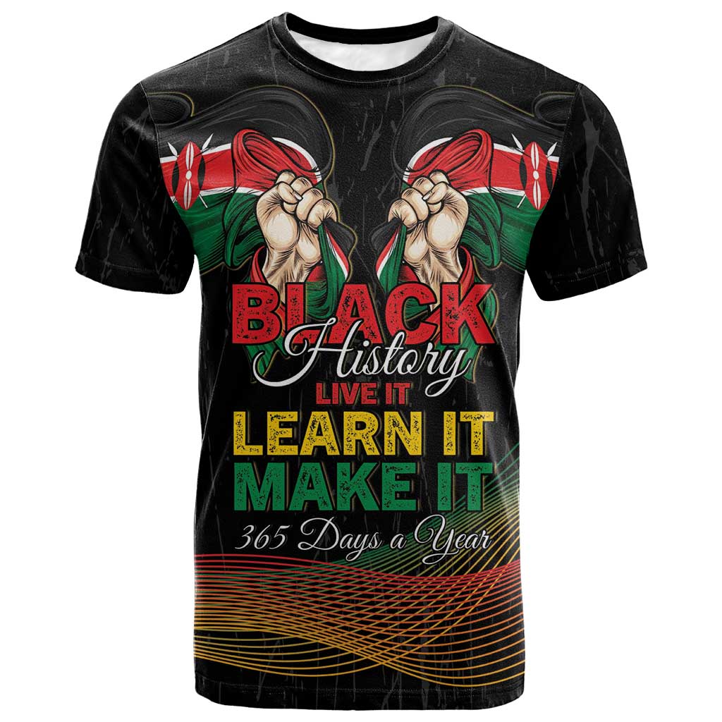 Personalized Kenya Black History Month T-Shirt Live It Learn It Make It Graphic Tee