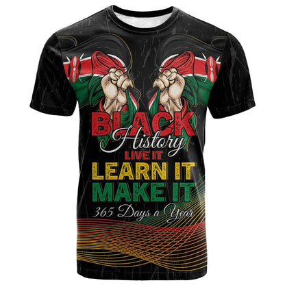 Personalized Kenya Black History Month T-Shirt Live It Learn It Make It Graphic Tee