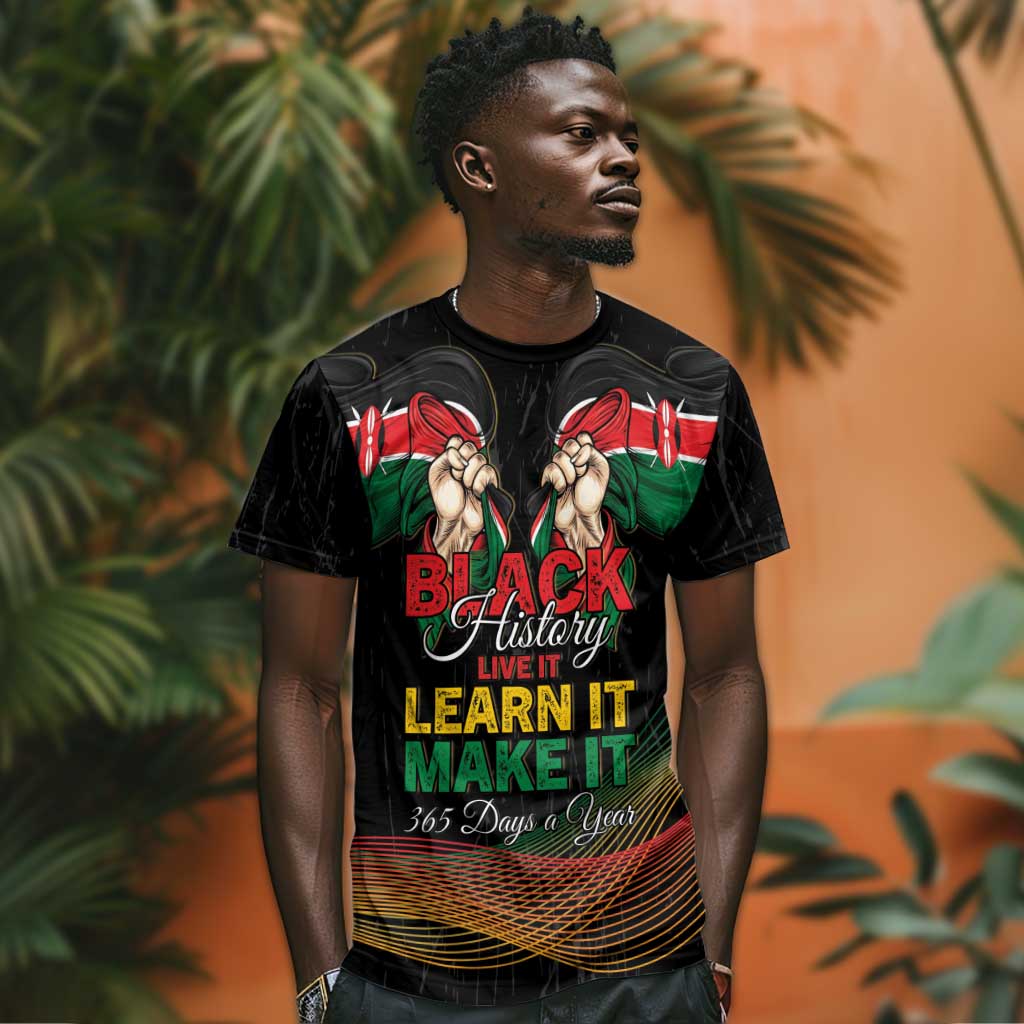 Personalized Kenya Black History Month T-Shirt Live It Learn It Make It Graphic Tee