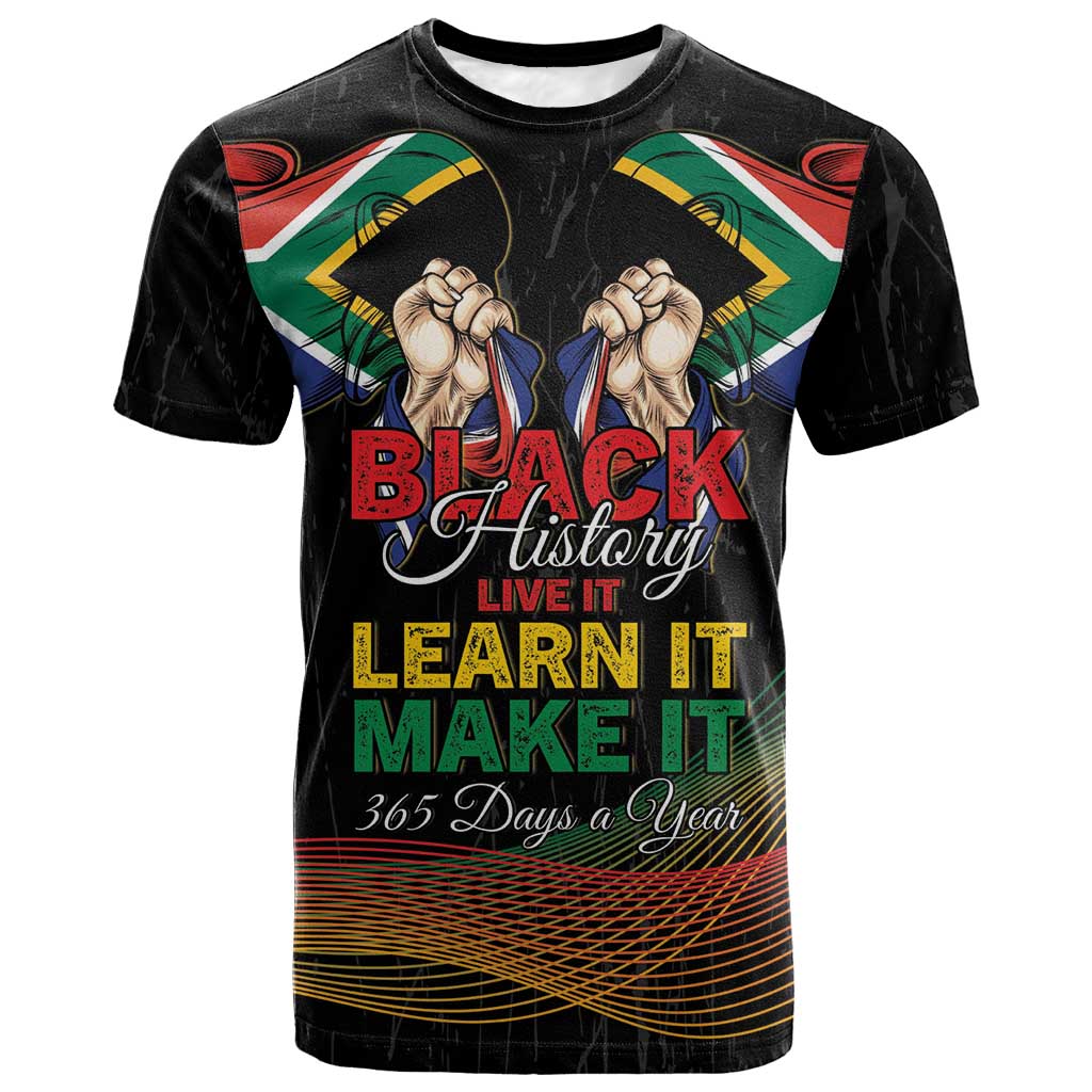 Personalized South Africa Black History Month T-Shirt Live It Learn It Make It Graphic Tee