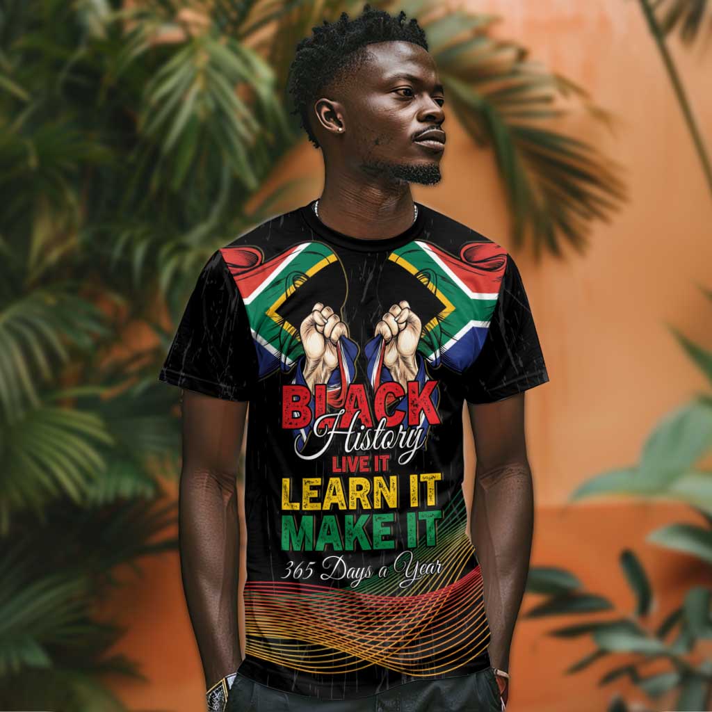 Personalized South Africa Black History Month T-Shirt Live It Learn It Make It Graphic Tee