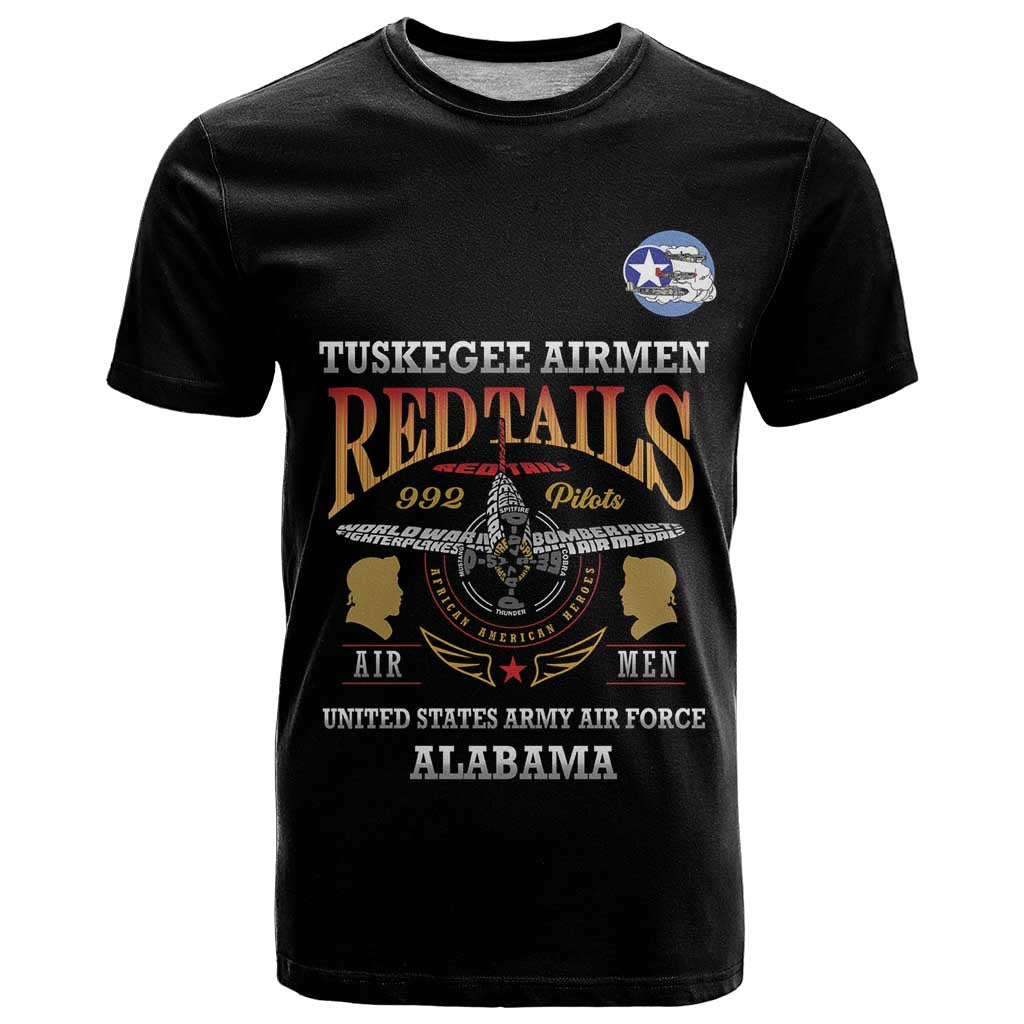 Personalized Red Tails Legacy T-Shirt Tuskegee Airmen WWII Heroes - Black Color Graphic Tee