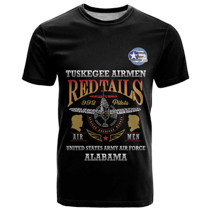 Personalized Red Tails Legacy T-Shirt Tuskegee Airmen WWII Heroes - Black Color Graphic Tee