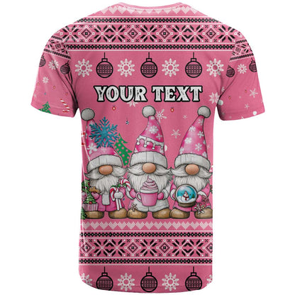 Personalised Germany Christmas T-Shirt Cute Pink Gnome Frohe Weihnachten Graphic Tee