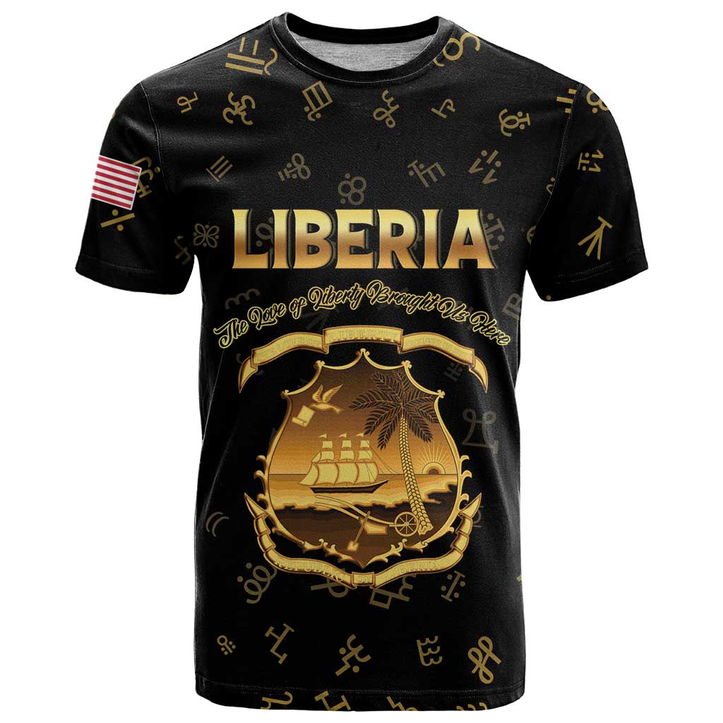 Personalized Liberia Vai Syllabary Heritage T-Shirt National Emblem Golden Style Graphic Tee