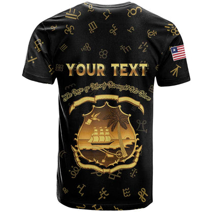 Personalized Liberia Vai Syllabary Heritage T-Shirt National Emblem Golden Style Graphic Tee