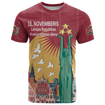 Latvia Independence Day T-Shirt Latvija with Freedom Monument Graphic Tee